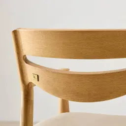 Gloria Sand Beige Vegan Leather Dining Chair - Light Ash Legs