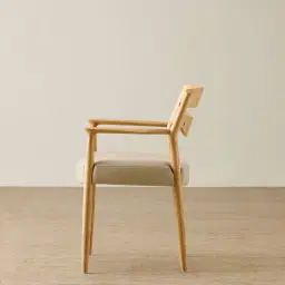 Gloria Sand Beige Vegan Leather Dining Chair - Light Ash Legs