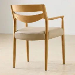 Gloria Sand Beige Vegan Leather Dining Chair - Light Ash Legs