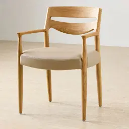 Gloria Sand Beige Vegan Leather Dining Chair - Light Ash Legs