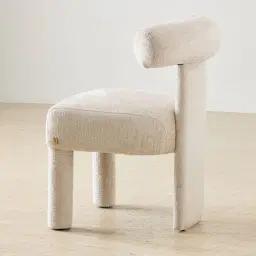 Wisteria Powder White Chenille Fabric Dining Chair