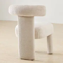 Wisteria Powder White Chenille Fabric Dining Chair