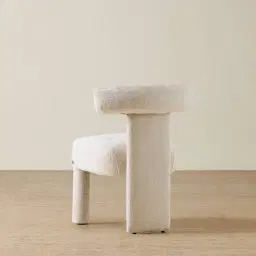 Wisteria Powder White Chenille Fabric Dining Chair