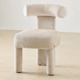 Wisteria Powder White Chenille Fabric Dining Chair