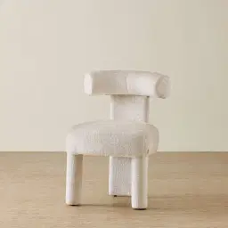 Wisteria Powder White Chenille Fabric Dining Chair