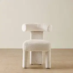 Wisteria Powder White Chenille Fabric Dining Chair