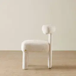 Wisteria Powder White Chenille Fabric Dining Chair