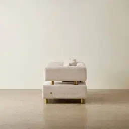 Malta II 2-Seater Powder White Chenille Fabric Sofa