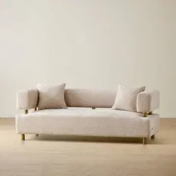 Malta II 2-Seater Powder White Chenille Fabric Sofa