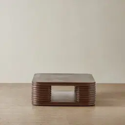 Ophelia Smoky Walnut Veneer Curved Coffee Table - 180x90cm