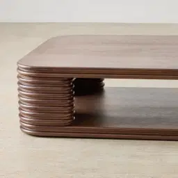 Ophelia Smoky Walnut Veneer Curved Coffee Table - 180x90cm