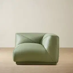 Crosby Light Green Leather Right Arm Module