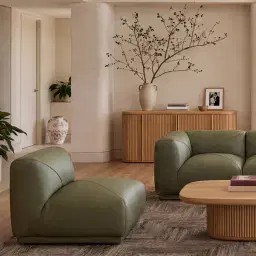 Crosby Light Green Leather Armless Module