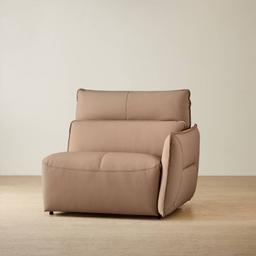 Linton Mushroom Beige Leather Dual Electric Recliner Right Arm Module
