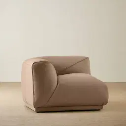 Crosby Mushroom Beige Leather Left Arm Module