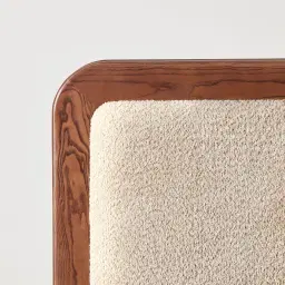 Ophelia Mid Beige Fabric Queen Bed with Smoky Walnut Bed Frame
