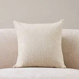 Atlas Cream Chenille Fabric Cushion 50x50