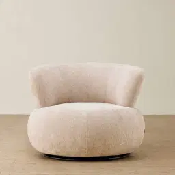 Marlowe Powder White Chenille Fabric Occasional Chair