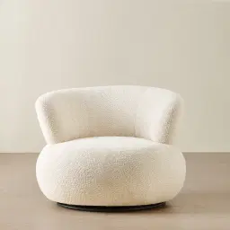 Marlowe Powder White Chenille Fabric Occasional Chair	