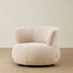 Marlowe Powder White Chenille Fabric Occasional Chair