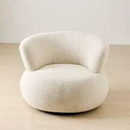 Marlowe Powder White Chenille Fabric Occasional Chair	
