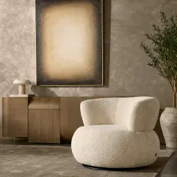 Marlowe Powder White Chenille Fabric Occasional Chair	