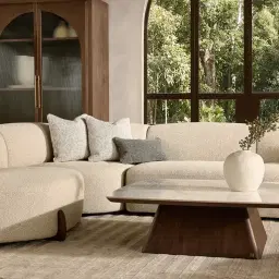 Calma Pearl Beige Fabric Wedge Corner Module