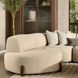 Calma Pearl Beige Fabric Left Cuddler Module