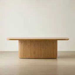 Terra Linea Light Brown Ash Veneer Single Leg Rectangular Dining Table - 240cm x 120cm