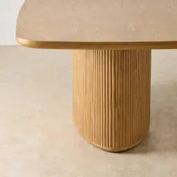 Terra Linea Light Brown Ash Veneer Single Leg Rectangular Dining Table - 240cm x 120cm