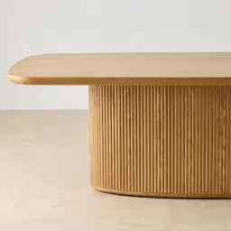 Terra Linea Light Brown Ash Veneer Single Leg Rectangular Dining Table - 240cm x 120cm