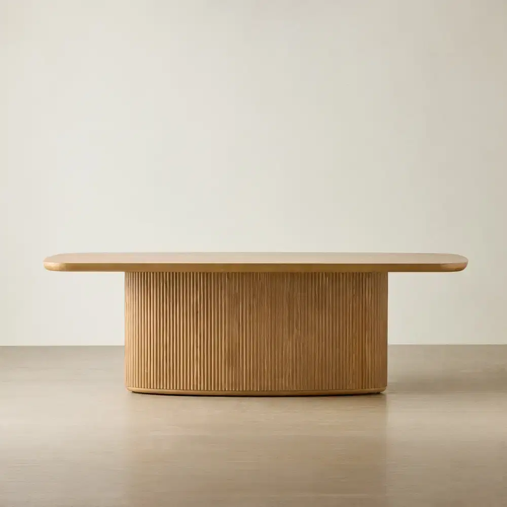 Terra Linea Light Ash Veneer Dining Table - Single Leg 240cm x 120cm