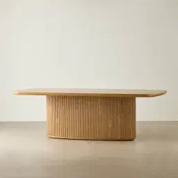 Terra Linea Light Brown Ash Veneer Single Leg Rectangular Dining Table - 240cm x 120cm