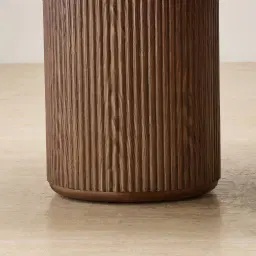 Terra Linea Amber Brown Ash Veneer Two- Round Leg Rectangular Dining Table - 240cm x 120cm