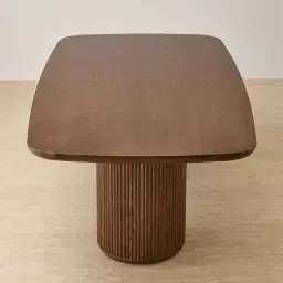 Terra Linea Amber Brown Ash Veneer Two- Round Leg Rectangular Dining Table - 240cm x 120cm