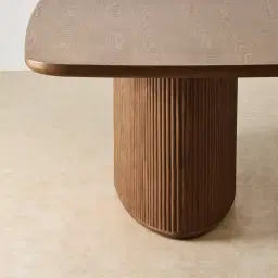 Terra Linea Amber Brown Ash Veneer Single Leg Rectangular Dining Table - 240cm x 120cm