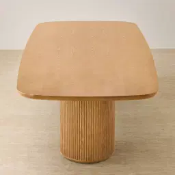 Terra Linea Light Brown Ash Veneer Two- Round Leg Rectangular Dining Table - 240cm x 120cm