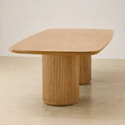 Terra Linea Light Brown Ash Veneer Two- Round Leg Rectangular Dining Table - 240cm x 120cm