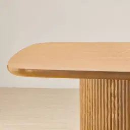 Terra Linea Light Brown Ash Veneer Two- Round Leg Rectangular Dining Table - 240cm x 120cm