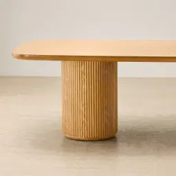 Terra Linea Light Brown Ash Veneer Two- Round Leg Rectangular Dining Table - 240cm x 120cm