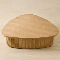 Terra Linea Light Brown Ash Veneer Low Triangular Coffee Table - 110cm