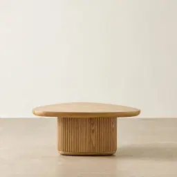 Terra Linea Light Brown Ash Veneer High Triangular Coffee Table - 90cm