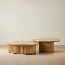 Terra Linea Light Brown Ash Veneer High Triangular Coffee Table - 90cm