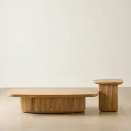 Terra Linea Light Brown Ash Veneer Triangular Side Table