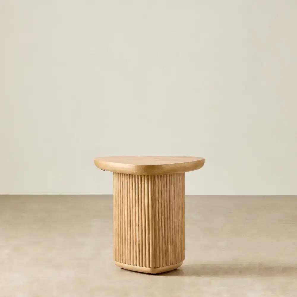 Terra Linea Light Ash Veneer Triangular Side Table