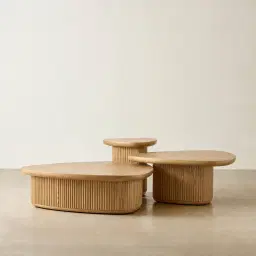 Terra Linea Light Brown Ash Veneer Triangular Side Table