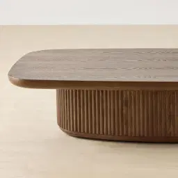 Terra Linea Amber Brown Ash Veneer Rectangular Coffee Table