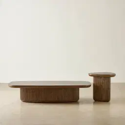 Terra Linea Amber Brown Ash Veneer Rectangular Coffee Table