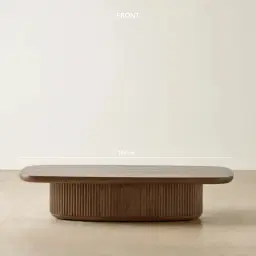 Terra Linea Amber Brown Ash Veneer Rectangular Coffee Table
