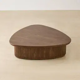 Terra Linea Amber Brown Ash Veneer Low Triangular Coffee Table - 110cm